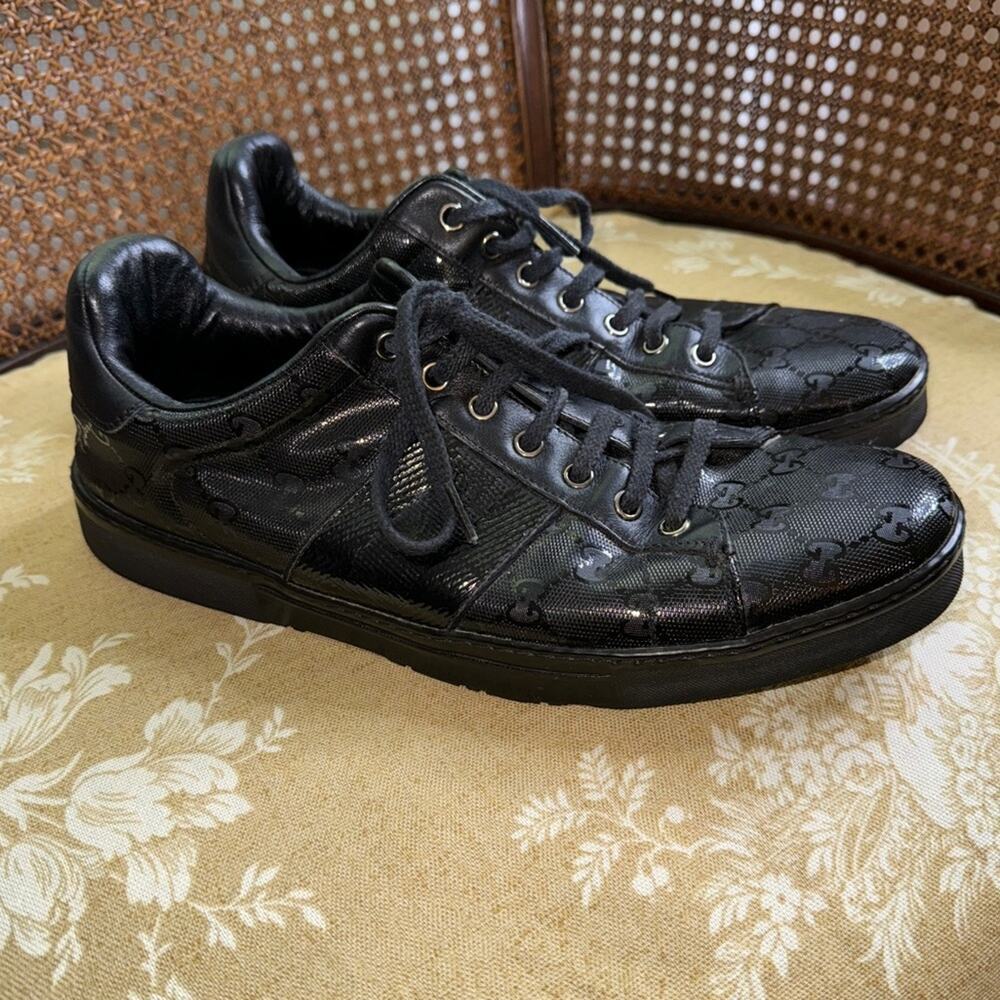 Gucci Men’s GG Guccissima Low Sneakers SKU 227988 Black Size 9